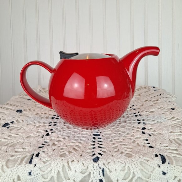 NEW ForLife Cherry Red Teapot with Infuser Basket - Picture 2 of 7